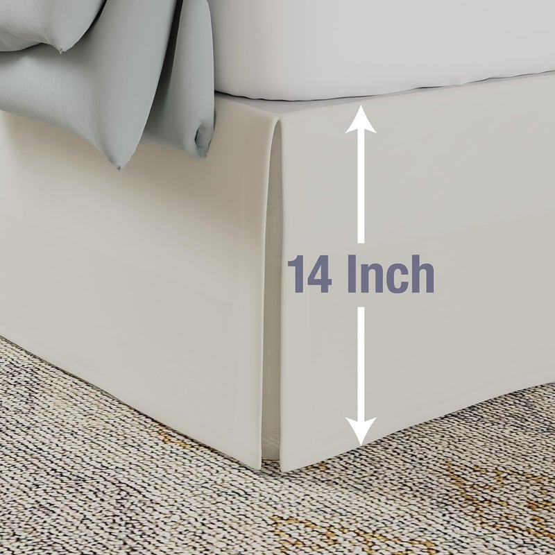 Levinsohn Lux Hotel Tailored Bed Skirt Classic 14" Drop Length Pleated Styling, Twin, Bone - Image 2